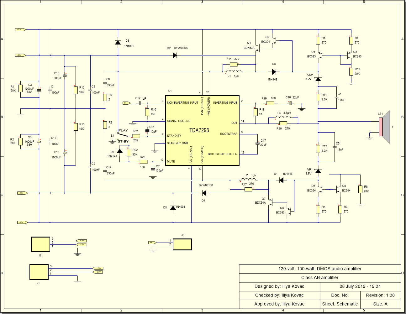 The Main Schematic for the Amplifier