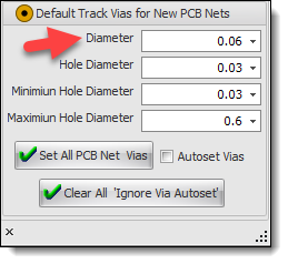 Default Track Via Diameter