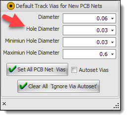 Default Track Via Hole Diameter