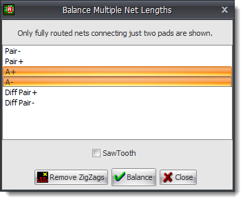 Balance Multiple PCB Nets Dialog