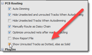 Settings for Dotted Unrouted Tracks