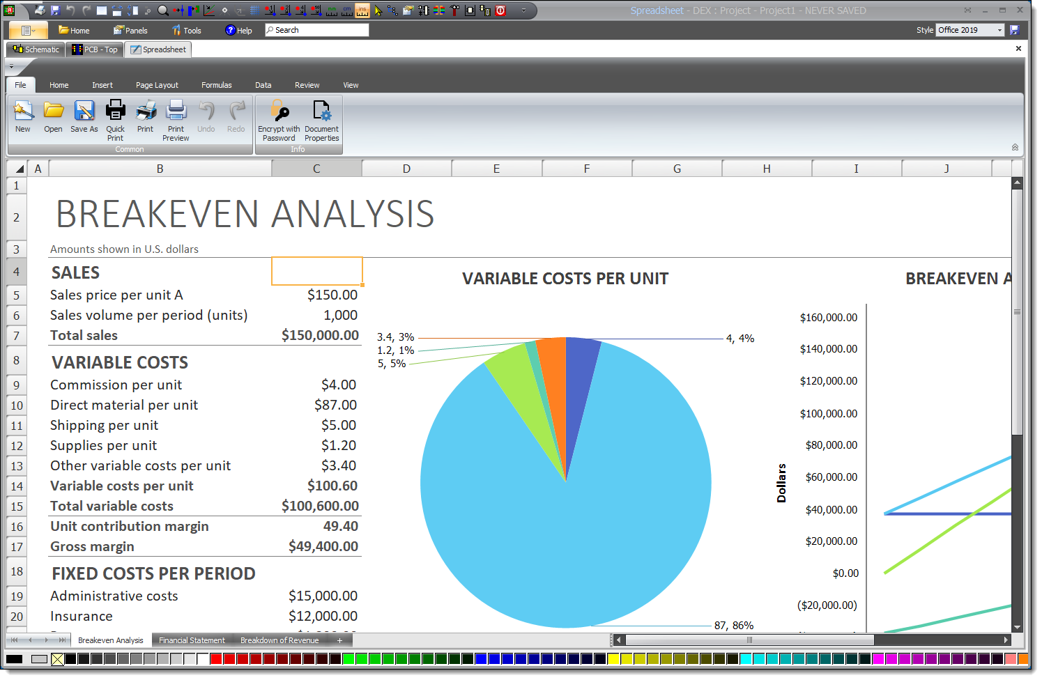 A Spreadsheet Added to a Project