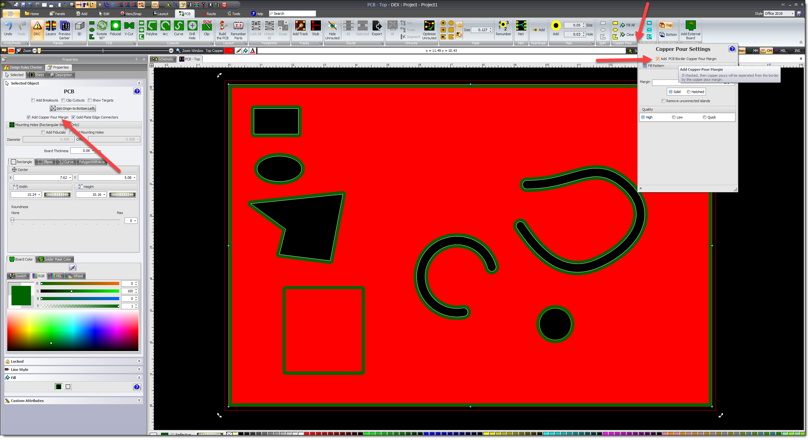 Add/Remove Copper pour to PCB margin