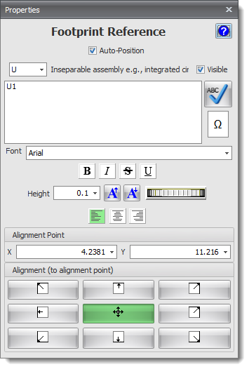 The Footprint Reference Properties Editor