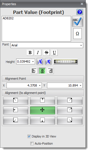 The Footprint Value Properties Editor