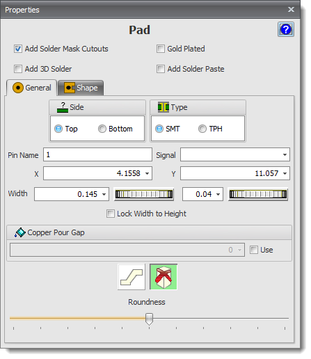 The Pad Properties Editor