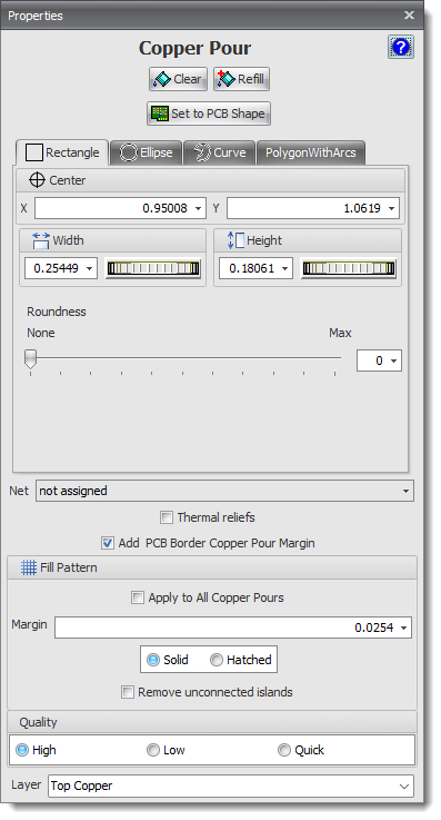 Copper Pour Properties Editor