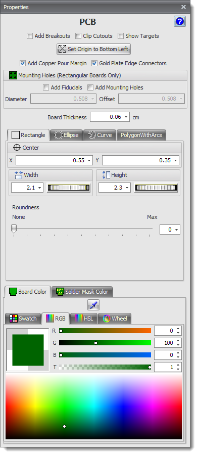 PCB Border Properties Editor