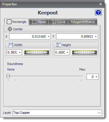 Keep-Out Properties Editor