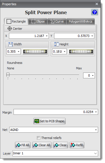 Split Power Plane Properties Editor