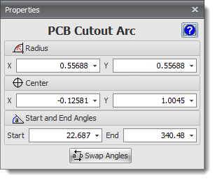 Pcb Arc Cutout Properties Editor