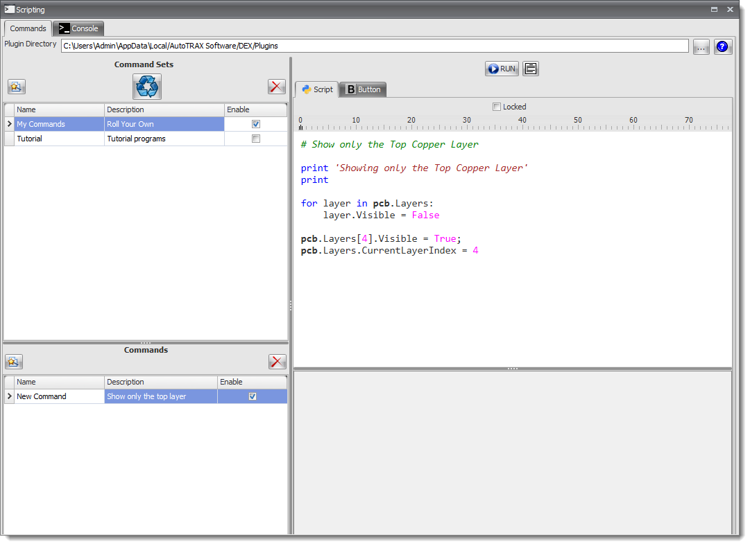 The Python Scripting Panel