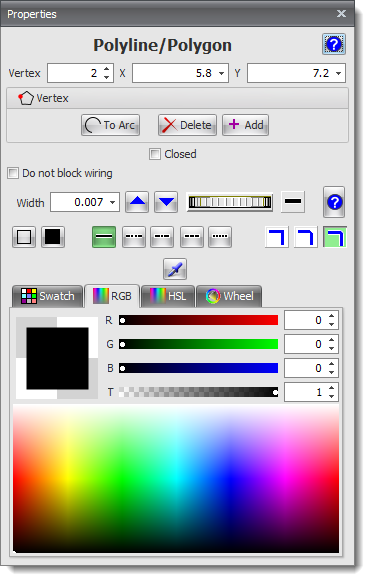 THe Polyline/Polygon Properties Editor