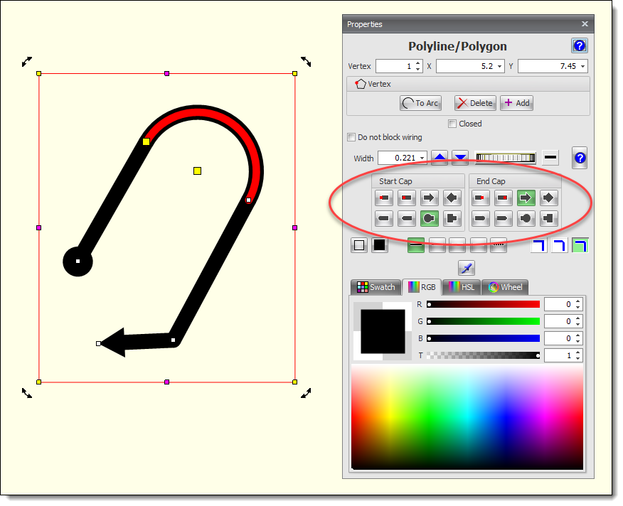 Setting Polyline Start and End Caps