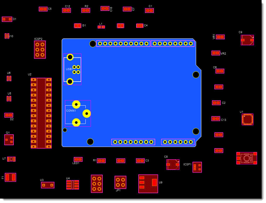Parts not on the PCB Highlighted