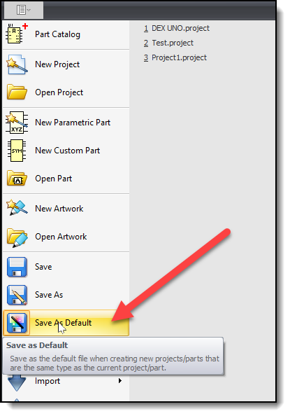 Save Current Design as the Default Template Save Current Design as the Default Template