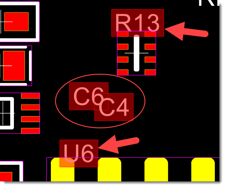 Footprint References Overlapping Pads and Other Footprint references.
